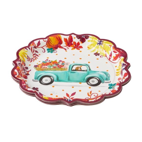 Pioneer Woman Vintage Truck Floral Fall Thanksgiving Paper Plate Napkins 8 - Picture 2 of 8